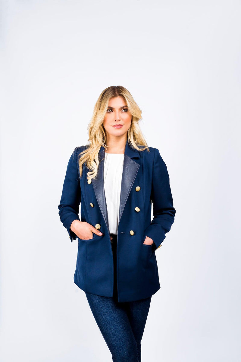 Blazer con Solapa en Eco-cuero - Zafirotrend